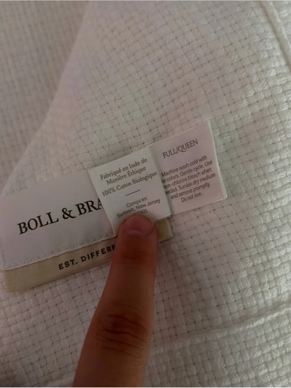Boll & Branch White Essential Bed Blanket F/Q NWOT